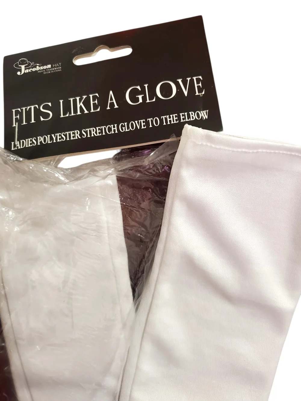 Jacobson Classic Long White Formal Stretch Gloves Black Tie Bridal Prom One Size